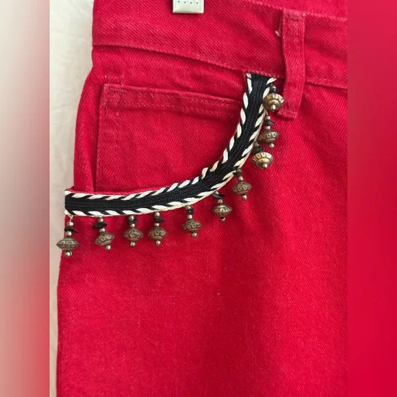 Cache Chic Red Women's Vintage Jeans w/embellished pockets. Holidays - Picture 2 of 9